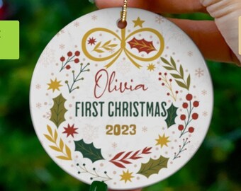 Baby First Christmas Ornament 2026, Personalized First Christmas Ornament, Personalised Babys First Christmas Ornament, Custom Baby Ornament