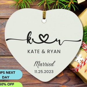 Wedding Christmas Ornament 2023, Personalized Wedding Ornament, Couple, Wedding Ornament with Date, Wedding Christmas Ornaments Personalized