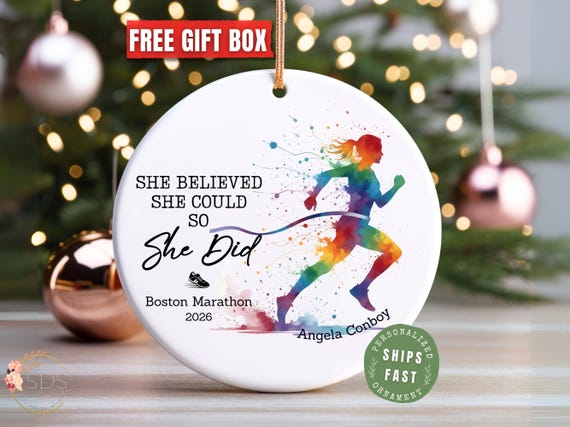 Personalized Running Ornament Runner Christmas Ornament Gift Marathon Runner Ornament Marathon Lover Running Keepsake Gift for Teammates
