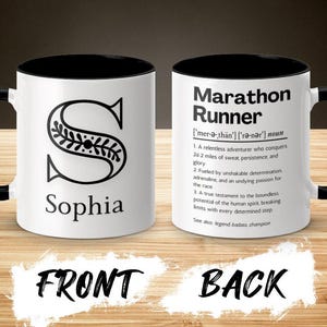 Customizable Marathon Runner Definition Coffee Mug, Gift for Athletes, Legend, Badass, Champion, Monogram Mug, Personalized Name Mug