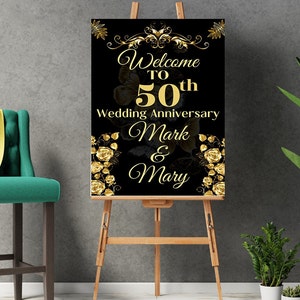 Personalized 50th Anniversary Welcome Sign: Elegant Celebration Decor (Digital Download)