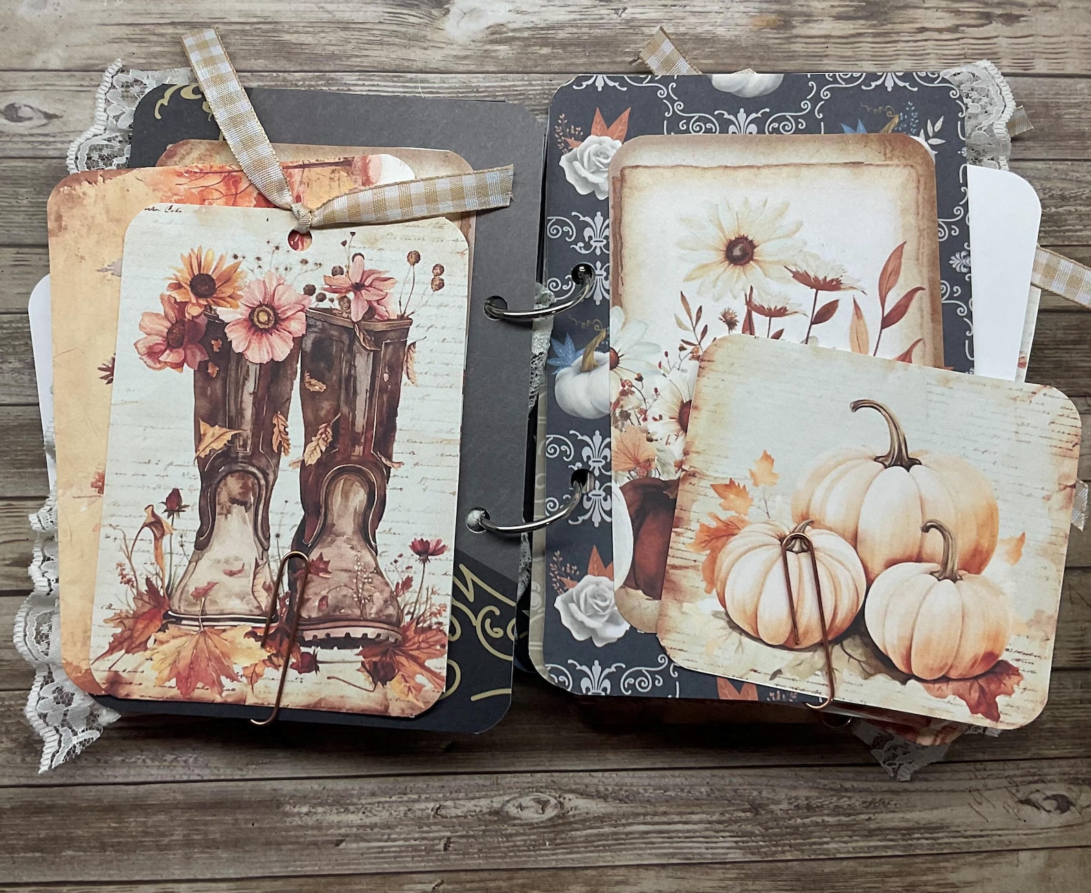 Small Ephemera Junk Journal, 2 Ringed Scrapbook, Handmade Keepsake Book ...