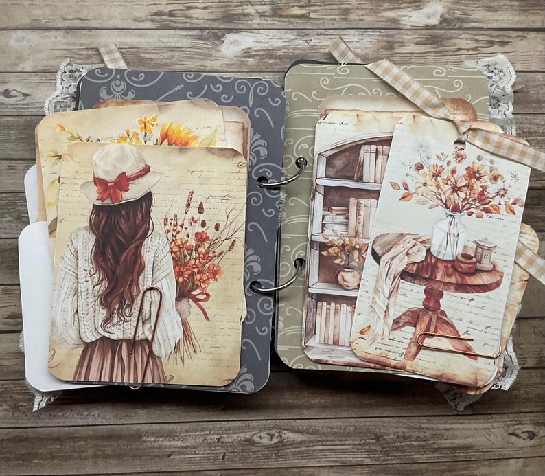 Small Ephemera Junk Journal, 2 Ringed Scrapbook, Handmade Keepsake Book ...