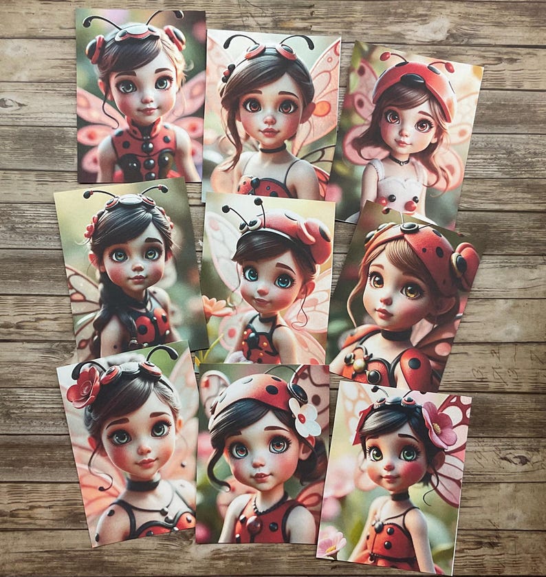 Adorable Little Ladybug ATC and Large Journaling Cards, Printable ...