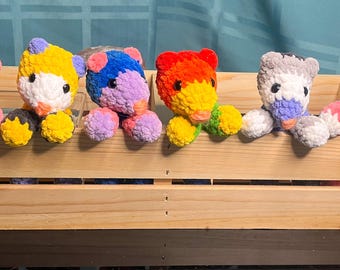 Possum plush, pride plush, crochet possum, opossum, possum crochet, trans pride, pride month, pride crochet plush, crochet pride plush, gay,