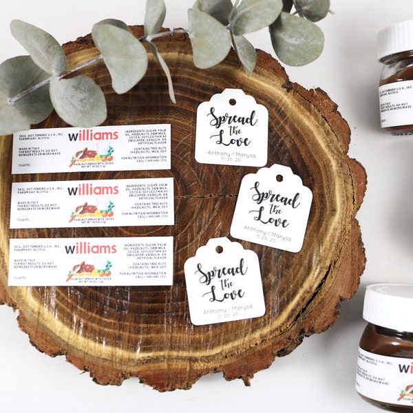 16 Custom Nutella Labels and 16 Custom Nutella Tags// Wedding Tag// Guest Tag// Favor Tags