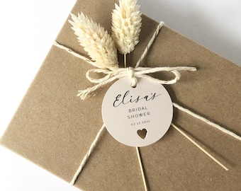 16 Custom Bridal Shower Favor Tags, Circle Guest Name Tags