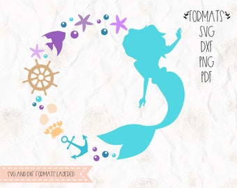 Download Mermaid tail clam shell SVG layered PNG DXF Pdf cricut | Etsy
