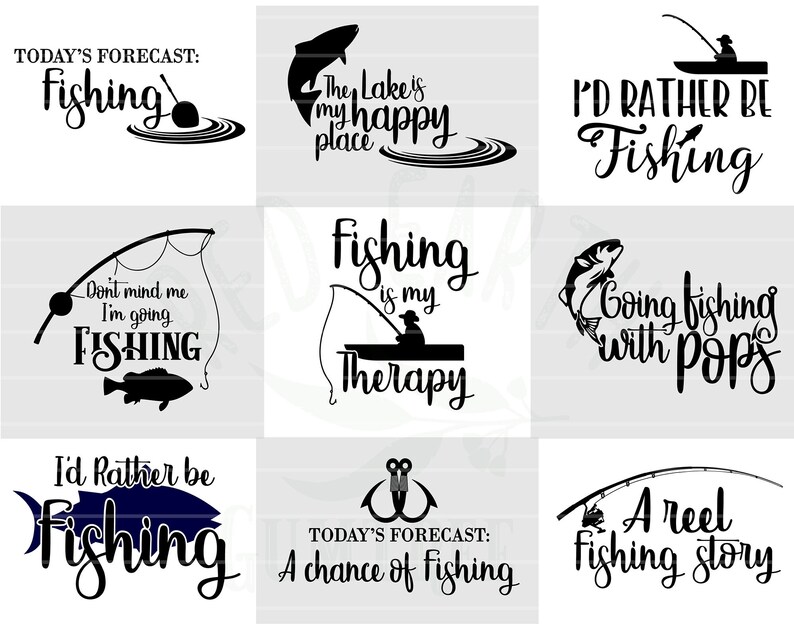 silhouette studio Fishing quotes bundle,fishing sayings,fish hook reel SVG Pdf cricut PNG Eps DXF vinyl decal,t shirt decal cut file