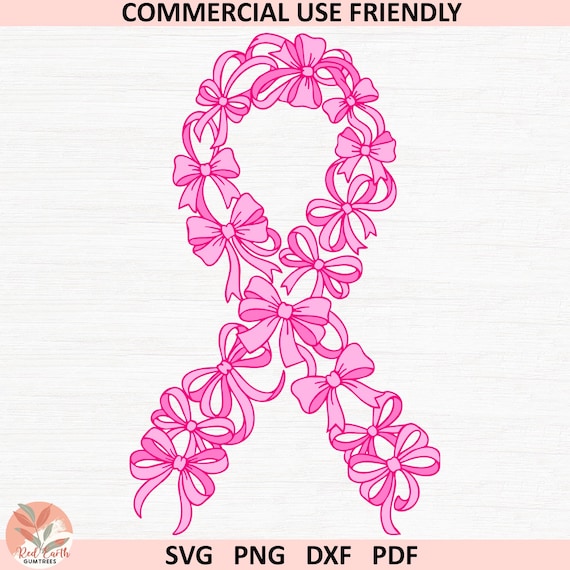 Coquette bow Breast Cancer SVG PNG,Pink ribbon Cancer SVG,Cancer Awareness svg,Breast Cancer Shirt, cottagecore cancer ribbon laser cut file