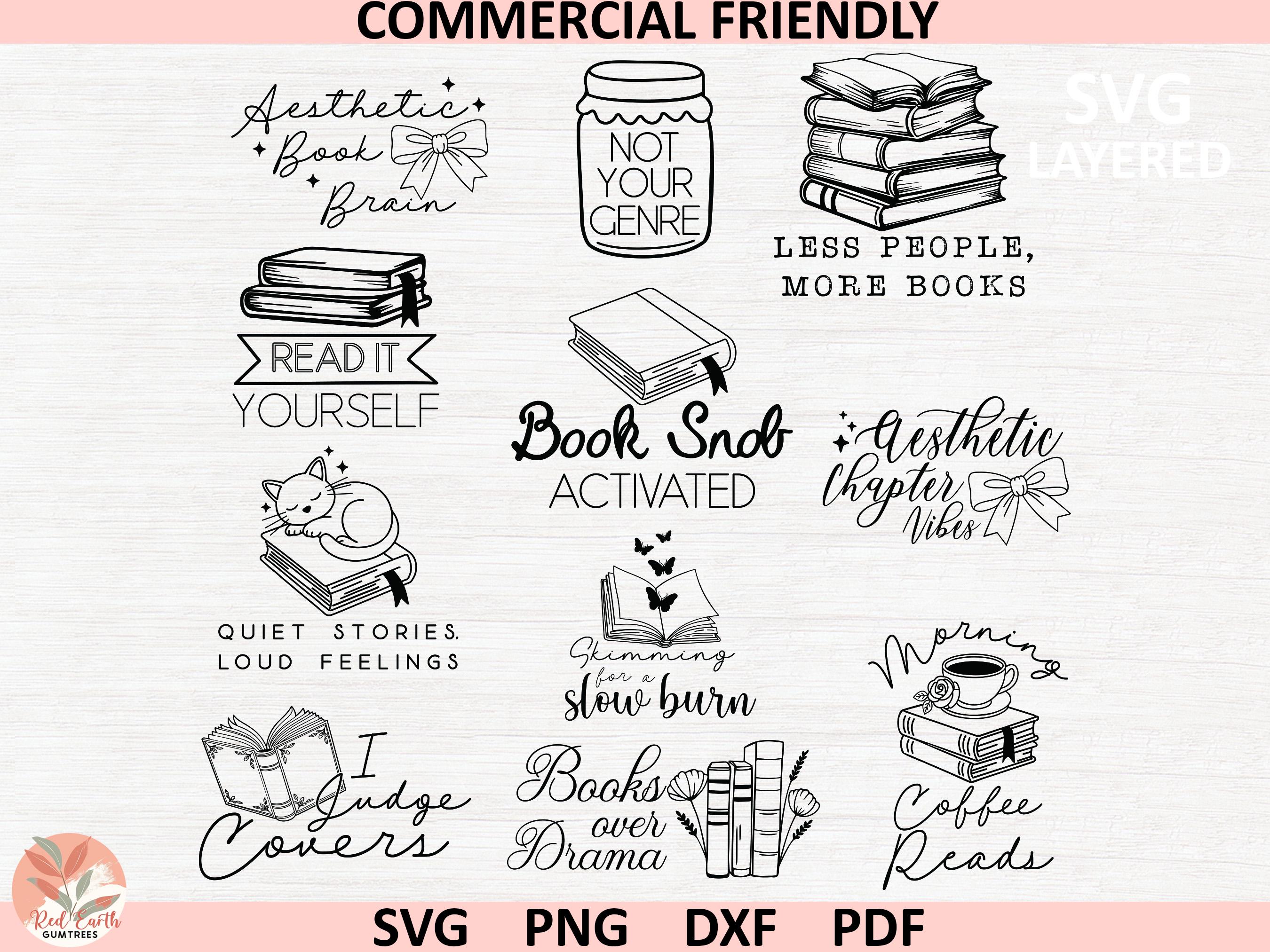 Book Lover Quotes Bundle SVG, Reading Quotes SVG, Book Lover Svg ...