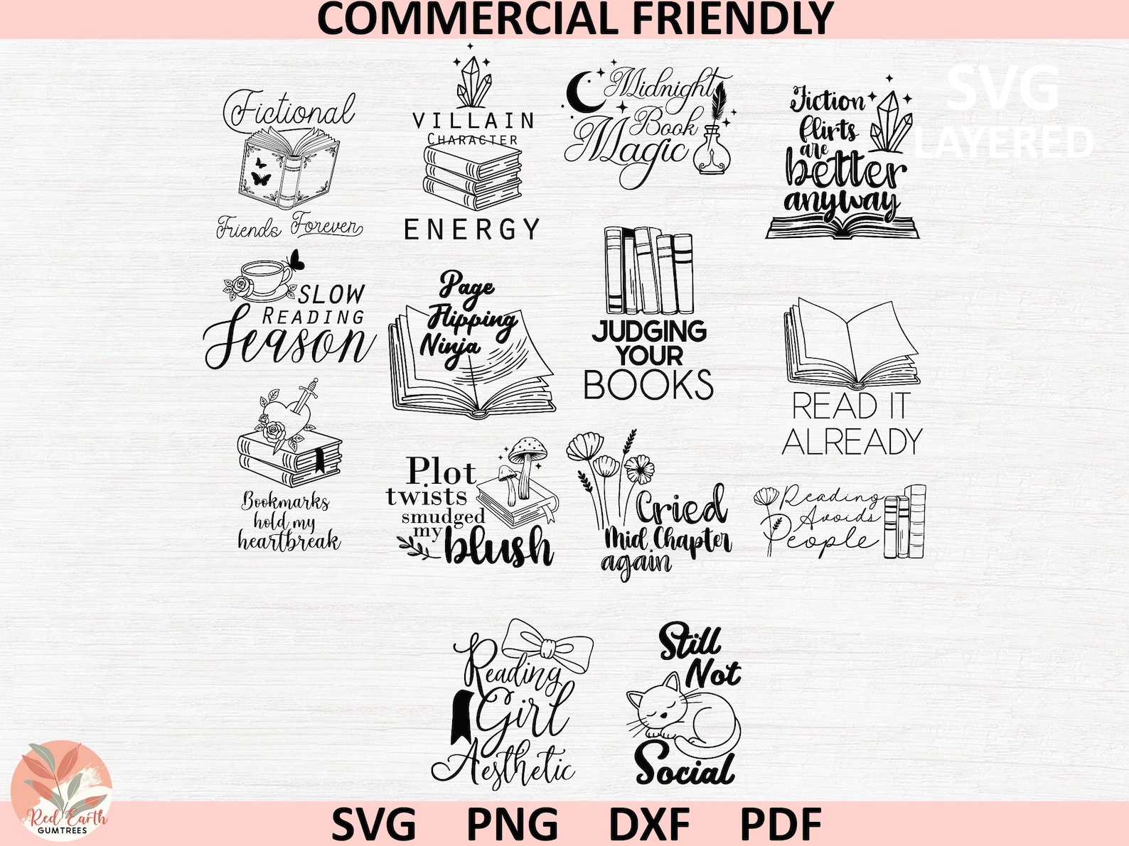 Book Lover Quotes Bundle SVG, Reading Quotes SVG, Book Lover Svg ...