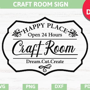 Craftroom bord maken sticker, ambachtelijke kamer frame sticker svg, ambachtelijke kamer open 24 uur svg, ambachtelijke kamer bord maken svg SVG, PNG, DXF, Pdf, Eps, cricut