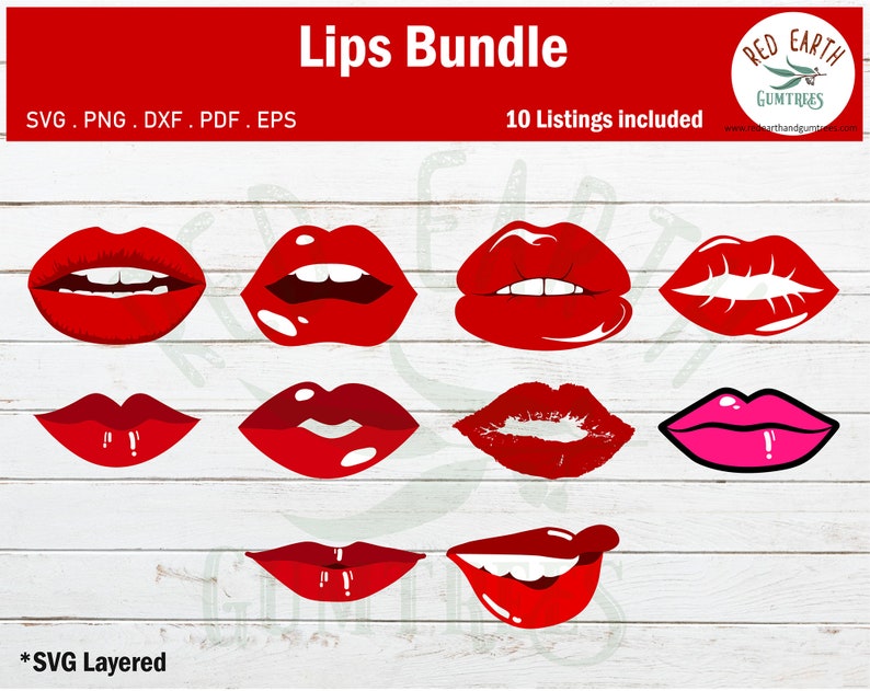 Download Art Collectibles Clip Art Red Lips Svg Bundle Kiss Clipart Dxf Svg Kiss Files For Cricut Red Lipstick Cut Files For Silhouette Red Lips Vector Png Eps