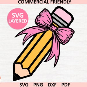 Design de professora coquete para sublimação png, lápis escolar com laço rosa coquete svg, professora com laço rosa svg, professora moderna png, volta às aulas svg