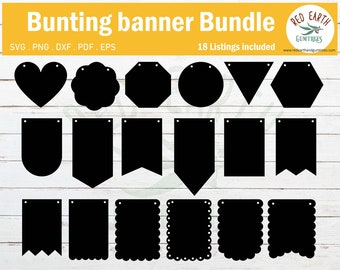 Banner bunting birthday party, bunting banner svg template, scallop banner bunting, banner template SVG, PNG,Eps,DXF,Pdf cricut,silhouette 3