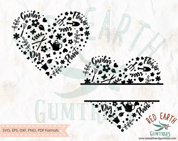 Download Garden Heart Split Monogram Framegarden Farm Flower Svg Etsy