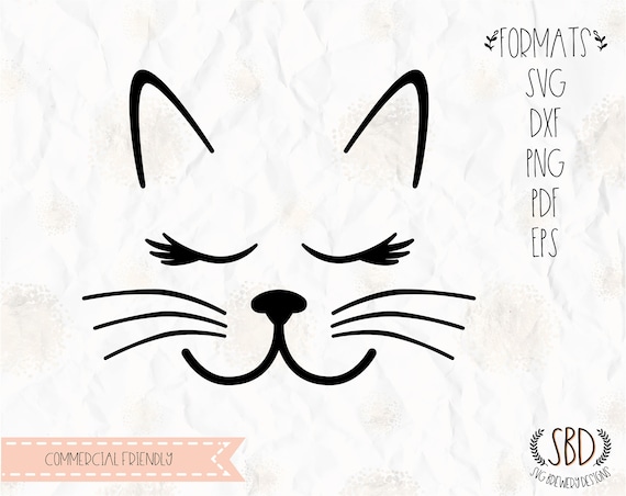 Download Cat Face With Whiskers Eyelashes Lashes Svg Png Eps Pdf Etsy PSD Mockup Templates
