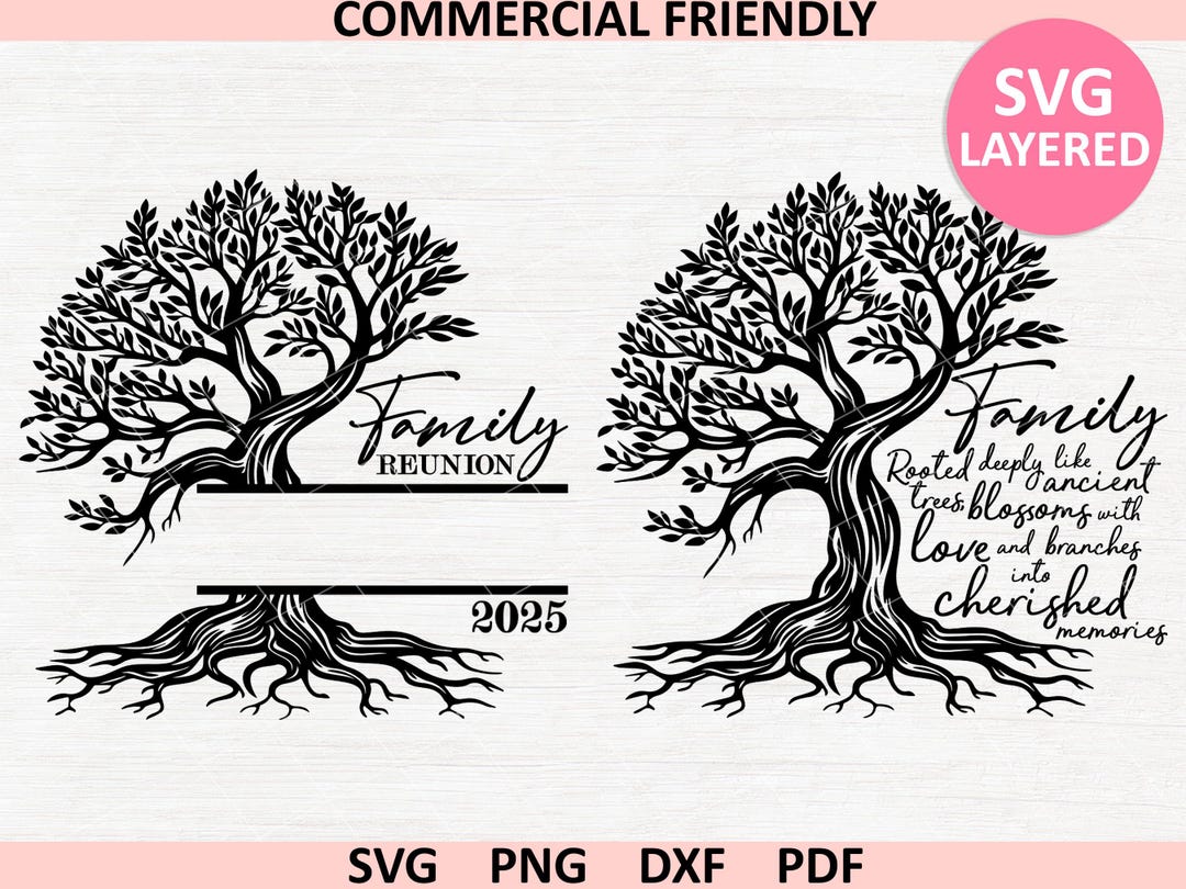 Family Reunion Svg Split Monogram, Family Tree Quote Svg, Tree With ...