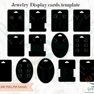 Sieraden kaarthouder sjablonen, oorbellen kaarthouder sjabloon, sieraden sjabloonkaart, sieradenkaart SVG, PNG, DXF, Pdf cricut, silhouette studio