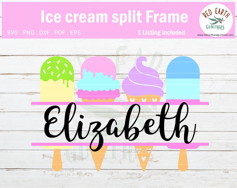 Download Ice cream split monogram frame svg summer SVG PNG DXF Pdf ...