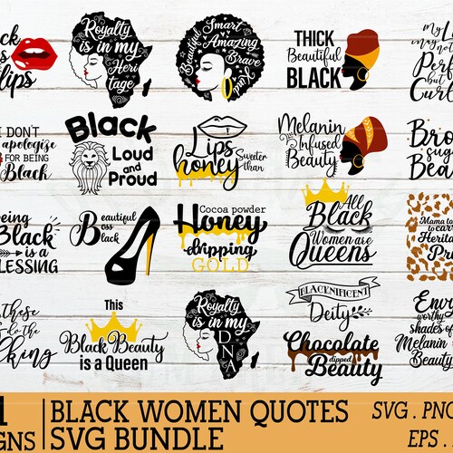 African American Women Quotes Black Woman Inspirational Quotes Bundle Afro Hair Puff | Etsy
