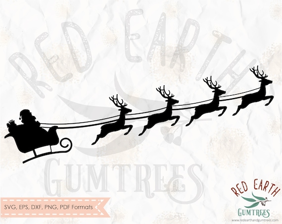 Santa Claus On Sleigh Sleigh Reindeer Christmas Svg Png Etsy