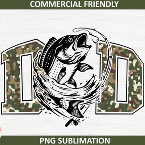 Vaderdag visshirt png-sublimatie, camouflage papa vissen png, camouflagepatroon png, basvis png, vaderdag visshirt png