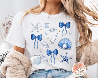 Trendy Coquette Seashells PNG sublimation, Girly Beach coquette Png, Coastal Png, Retro Summer Png, Summer Coquette Png, Vintage shells Png