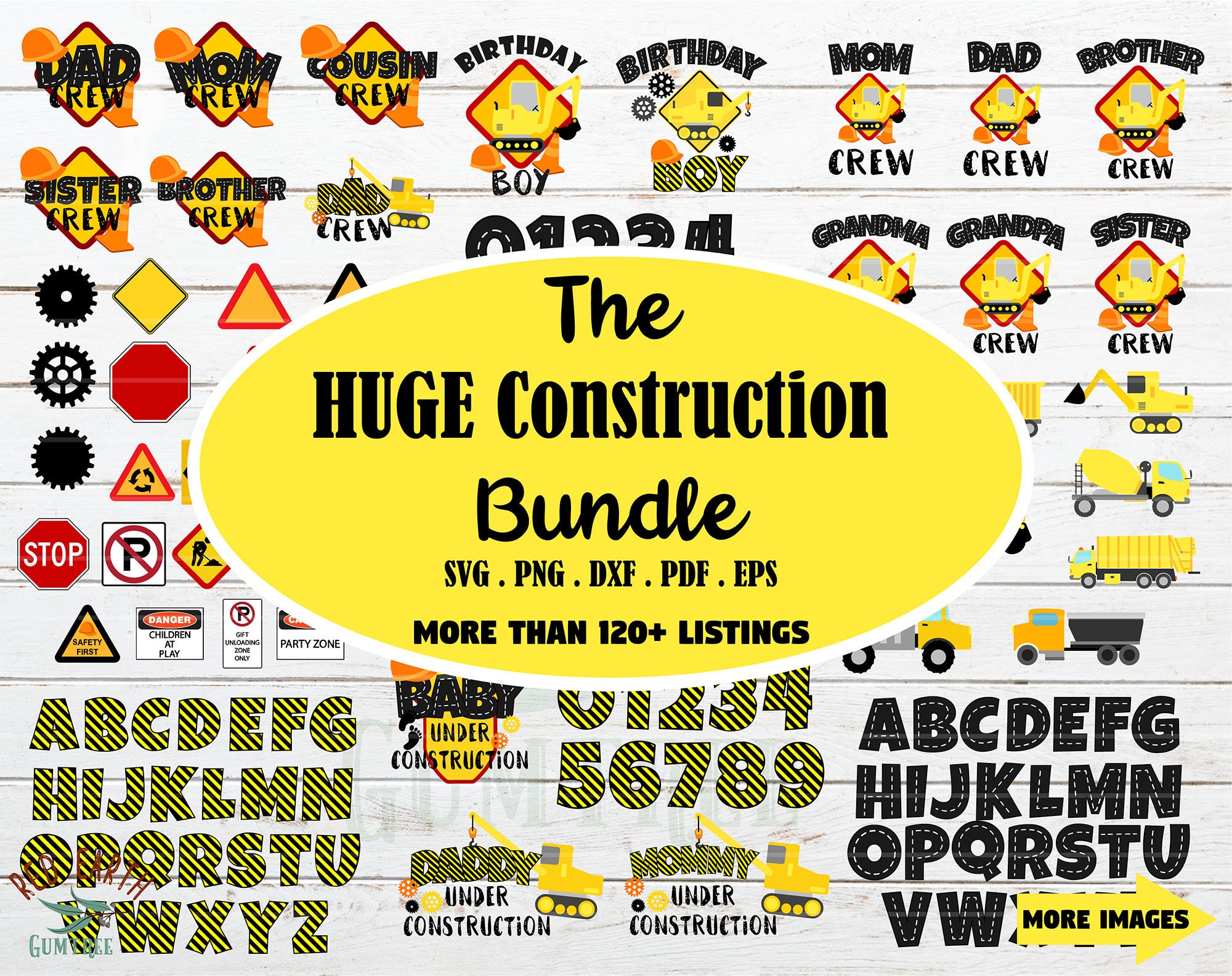 Huge Construction birthday bundle svg, under construction elements sv…