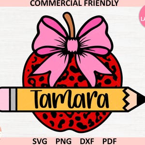 Moldura de monograma de maçã coquete SVG, maçã escolar coquete SVG, Professor SVG, volta às aulas SVG, Moldura de monograma de lápis, escola de maçã Sublimação