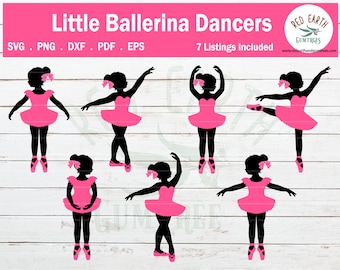 Pacchetto di ballerine bambine in formato SVG, PNG, DXF, PDF, Eps per Cricut, Silhouette Studio, file di taglio, macchina da taglio, decalcomania in vinile, design per magliette