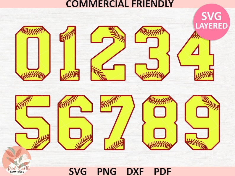 Goopy Numbers Outlines Softball Stitch, Softball Svg, Softball Numbers Svg, Softball Retro ...