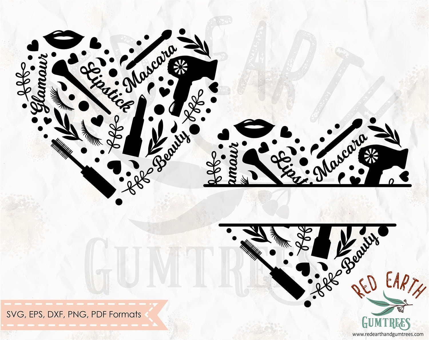 Download Makeup Heart Split Monogram Frame Glamour Split Monogram Frame Eyelash Svg Png Eps Dxf Pdf Cricut