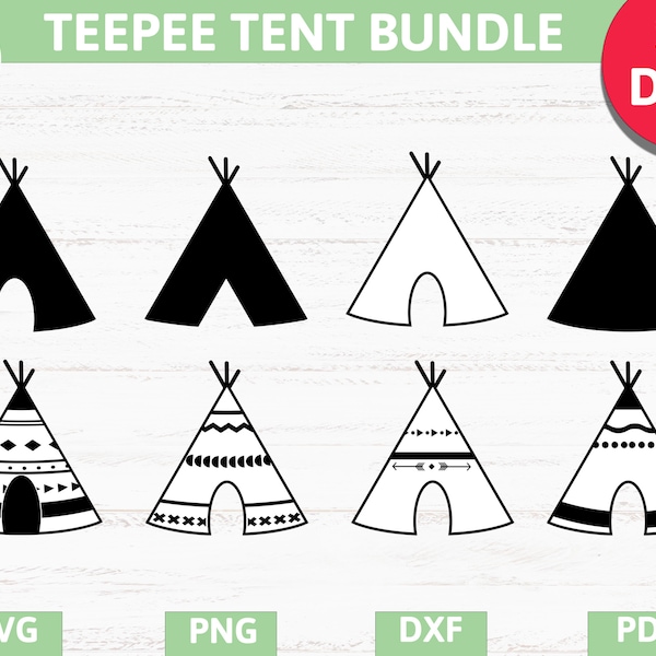 Tipi, Zelt, Tribal, SVG (geschichtet), PNG, DXF, Pdf, Eps für Cricut, Silhouette Studio, Vinyl-Aufkleber, Schnittdatei, T-Shirt-Design, Schablonenvorlage