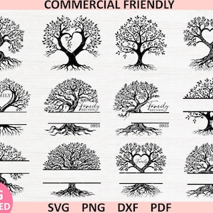 Familienstammbaum SVG Bundle, Baum des Lebens svg, Familienbaum geteilter Monogrammrahmen svg, Nachname Stammbaum, Familientreffen-Shirt, Familienzitat svg