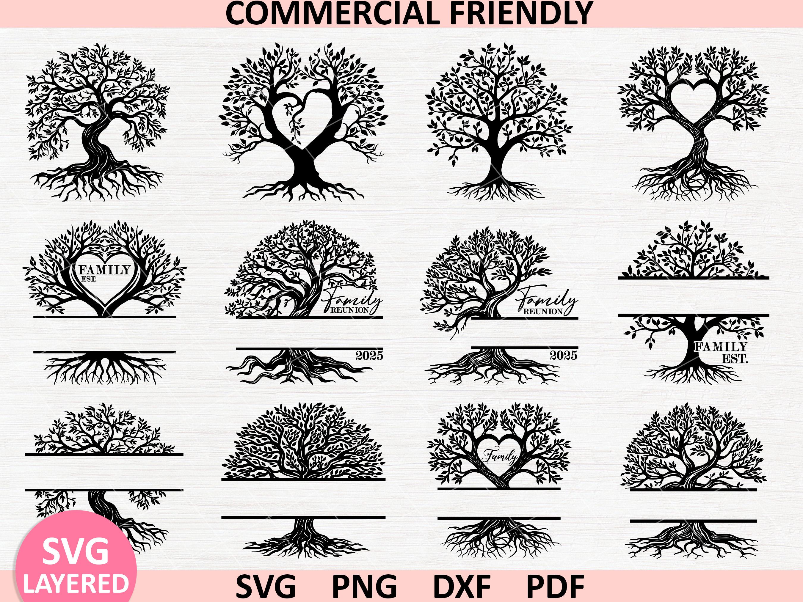 Family tree SVG bundle, Tree of Life svg, Family tree split monogram frame svg,last name family tree,family reunion shirt,family quote svg