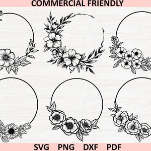 Wreath Svg,Floral Wreath svg,Laurel wreath svg,wedding Flower frame svg,flower monogram svg,Circle frame svg,Flower wreath,floral frame svg