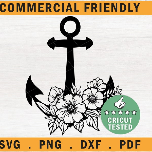 Flower anchor svg, nautical Anchor svg, Floral anchor SVG, anchor svg files, anchor with flower svg, Anchor wall decor, Nautical svg,summer