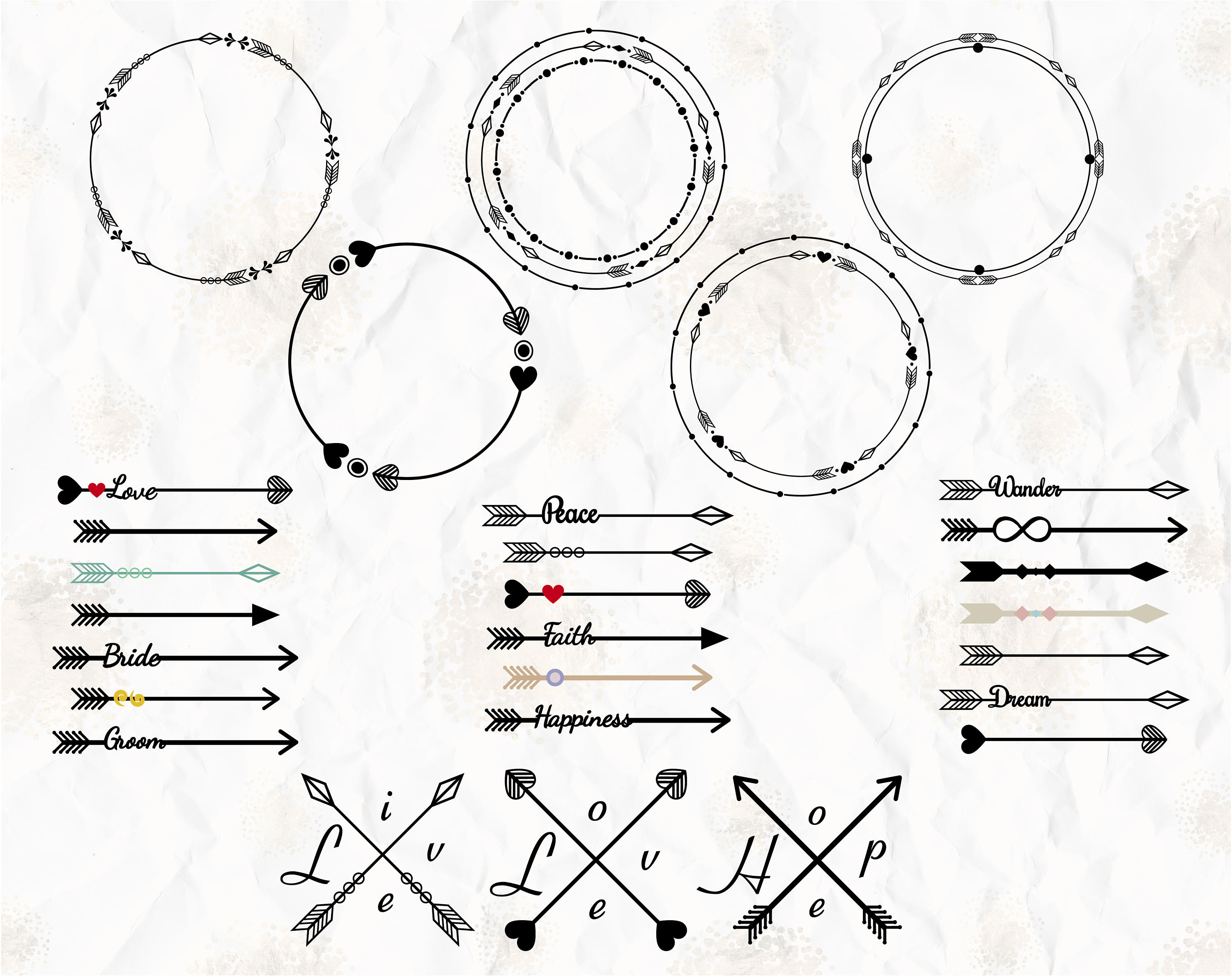 Arrows collection frames words SVG PNG DXF for cricut Etsy