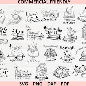 Boek citaten bundel SVG, citaten lezen SVG, boekenliefhebber Svg, bibliotheek Svg-bestanden knippen, leesgrage SVG voor Cricut, literair citaat png-sublimatie