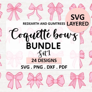 Ribbon kokett Schleife SVG Bundle, Ribbon SVG, Schleife svg, Girlie rosa Haarschleife svg, kokett Band SVG, handgezeichnete Schleife Clip Art, Schleifen Illustrationen