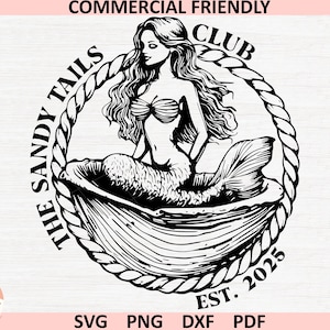 Vintage Meerjungfrau SVG PNG, Retro Meerjungfrau-T-Shirt Sublimation, Ozean ästhetische Clipart, nautische Meeressirene geschnittene Datei, Cricut Silhouette Vektor
