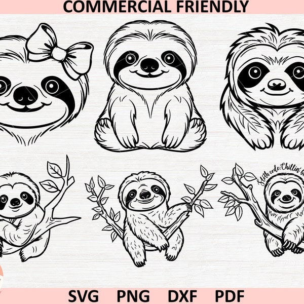 Sloth Svg - Etsy