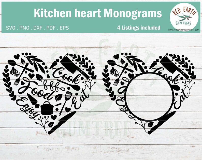 Download Kitchen heart split monogram frame cooking monogram SVG ...