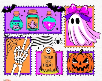 Neon Halloween Png, Retro Spooky Season Png, collage Ghost Coquette Png, Pumpkin Halloween Png, Preppy Halloween Png, Retro Halloween Ghosts