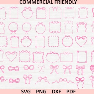 Bundle di cornici con fiocco di civetta disegnate a mano in formato svg, bundle di fiocchi di civetta alla moda in formato svg png, cornici costiere in formato svg, cornici di civetta femminili in formato sublimazione, fiocco in formato svg