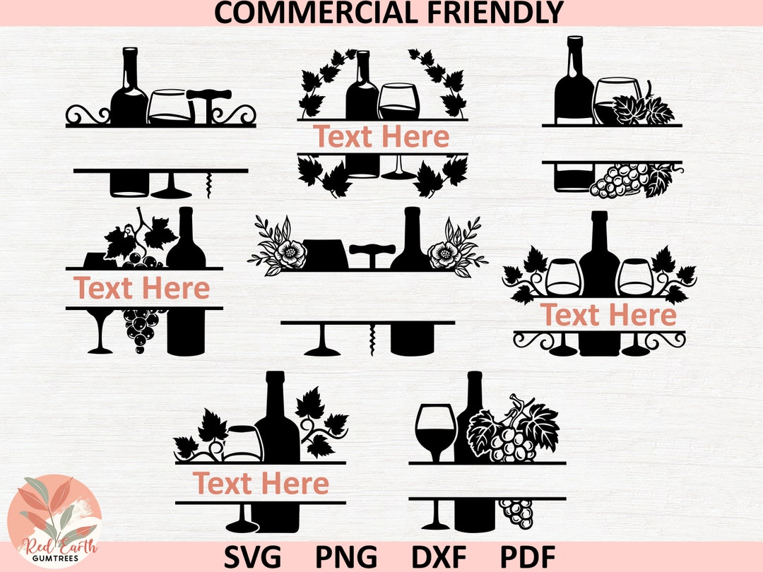 Wine SVG Bundle, Wine PNG Bundle, Wine Clipart, Wine Monogram Frame ...