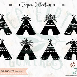 15 Boho Tribal Teepee Collection, Patterned Teepee SVG, PNG, Eps,dxf ...