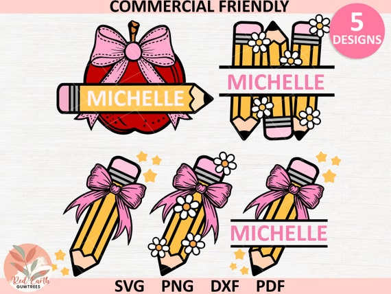Coquette Teacher pencil For Sublimation png, Coquette pink bow school pencil svg,pink bow teacher svg,Trendy Teacher Png,back to school svg